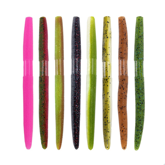 Soft Plastic Worm Stick Baits for Bass 5.3" 8 Colors 20/50pcs Set