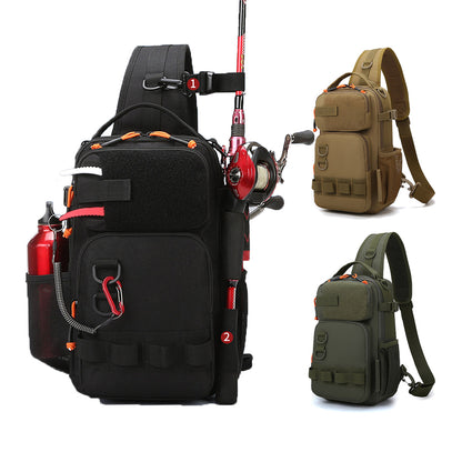 Fishing Backpack with Rod & Gear Holder Small 13.4*5.9*7.87" Lightweight Water-Resistant