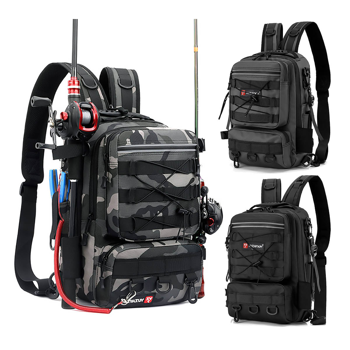 Fishing Backpack with Rod & Gear Holder 14" Lightweight Water-Resistant