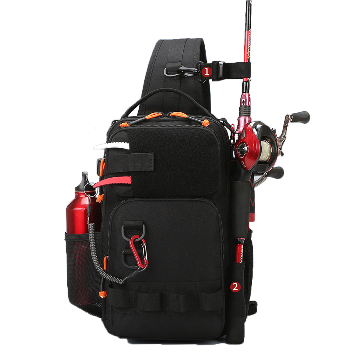 Fishing Backpack with Rod & Gear Holder Small 13.4*5.9*7.87" Lightweight Water-Resistant