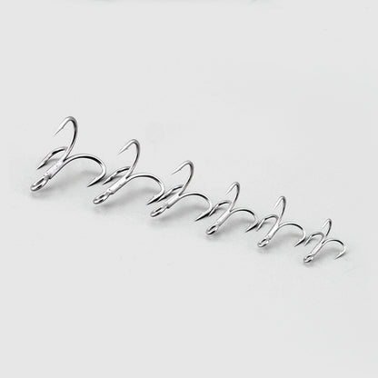 50pcs Fishing Treble Hooks with 50pcs Split Rings Set 4-14# 6sizes High Carbon Steel Hooks 3X Strong Sharp Round Bend