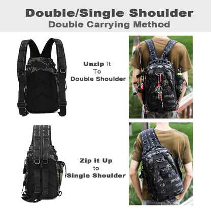 Fishing Backpack with Rod Holder Large Capacity 17" Lightweight Waterproof