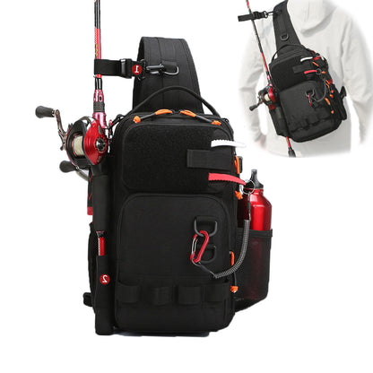 Fishing Backpack with Rod & Gear Holder Small 13.4*5.9*7.87" Lightweight Water-Resistant