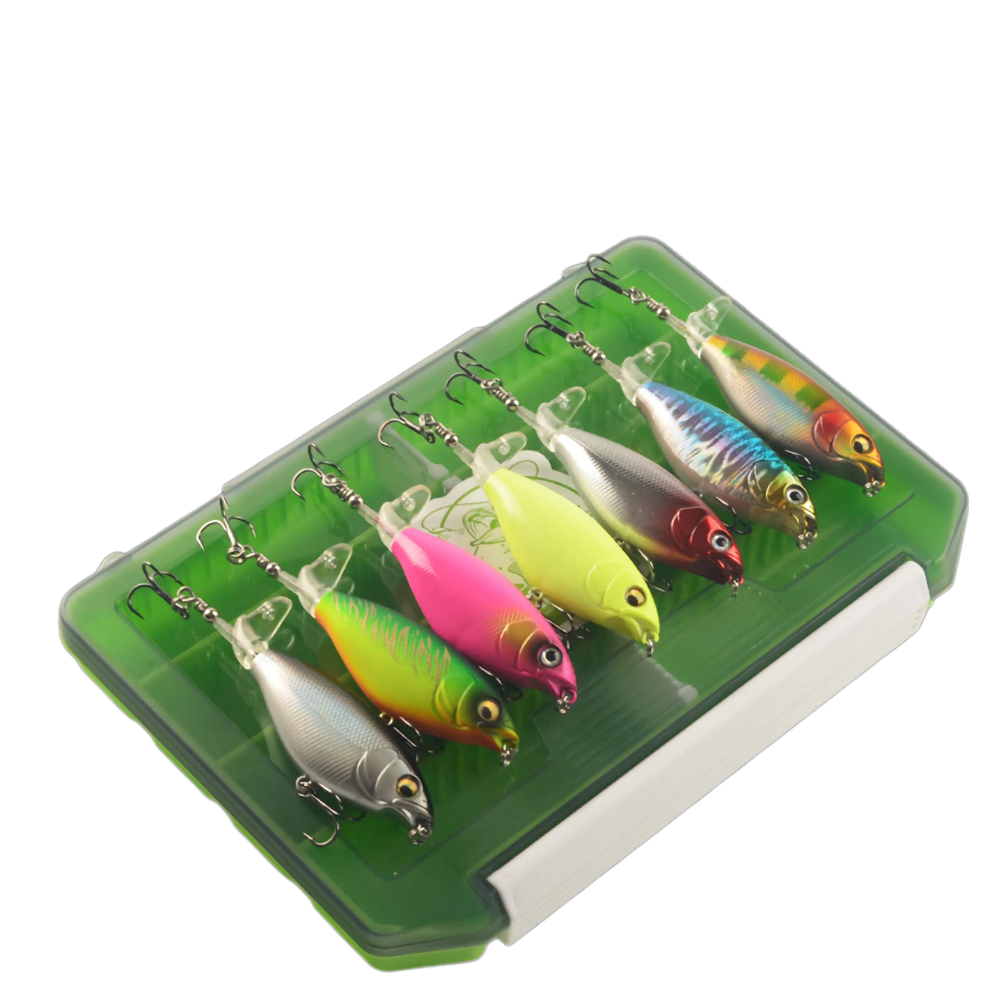 Topwater Fishing Lures Whopper Popper 7pcs 3D Eyes Bait with Propeller Tail 2.95"/2.56" 0.38/0.21oz for Bass Catfish Pike Perch