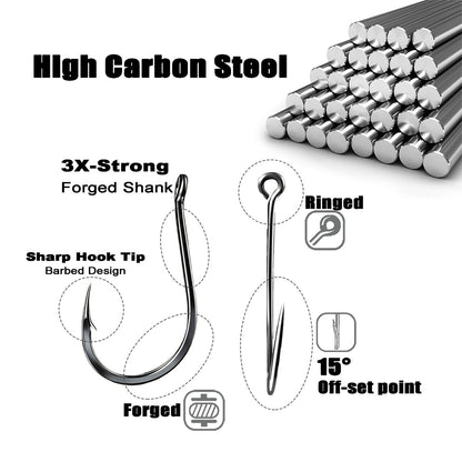 Fishing Hooks High Carbon Steel Strong Sharp 15 Sizes 200Pcs/500Pcs Set For Medium Sized Saltwater Freshwater Fish