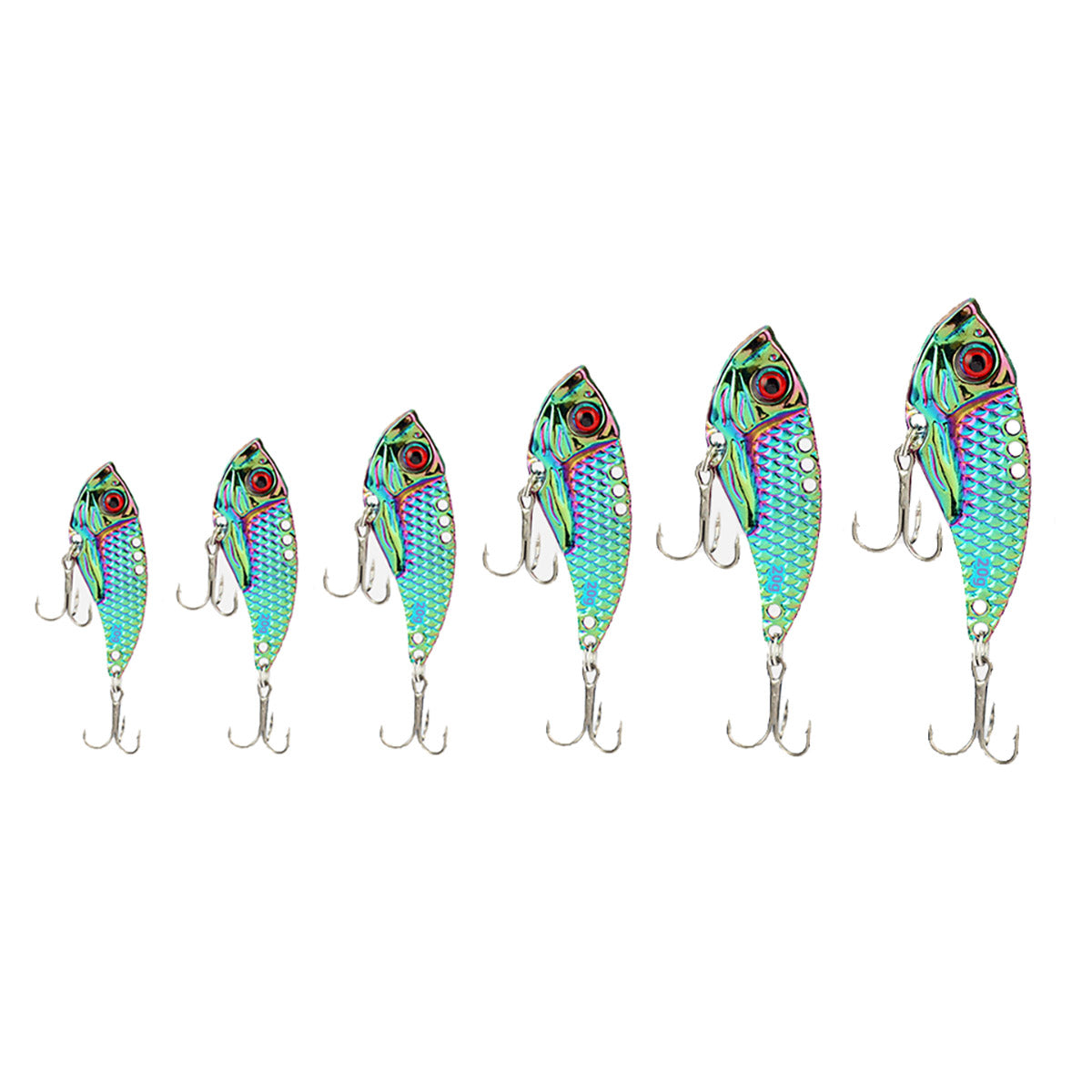 5pcs Fishing Metal VIB Hard Baits 1.02"-2.36" 0.1-0.7oz 6 Sizes Spoons Crankbaits for Bass Trout Walleye