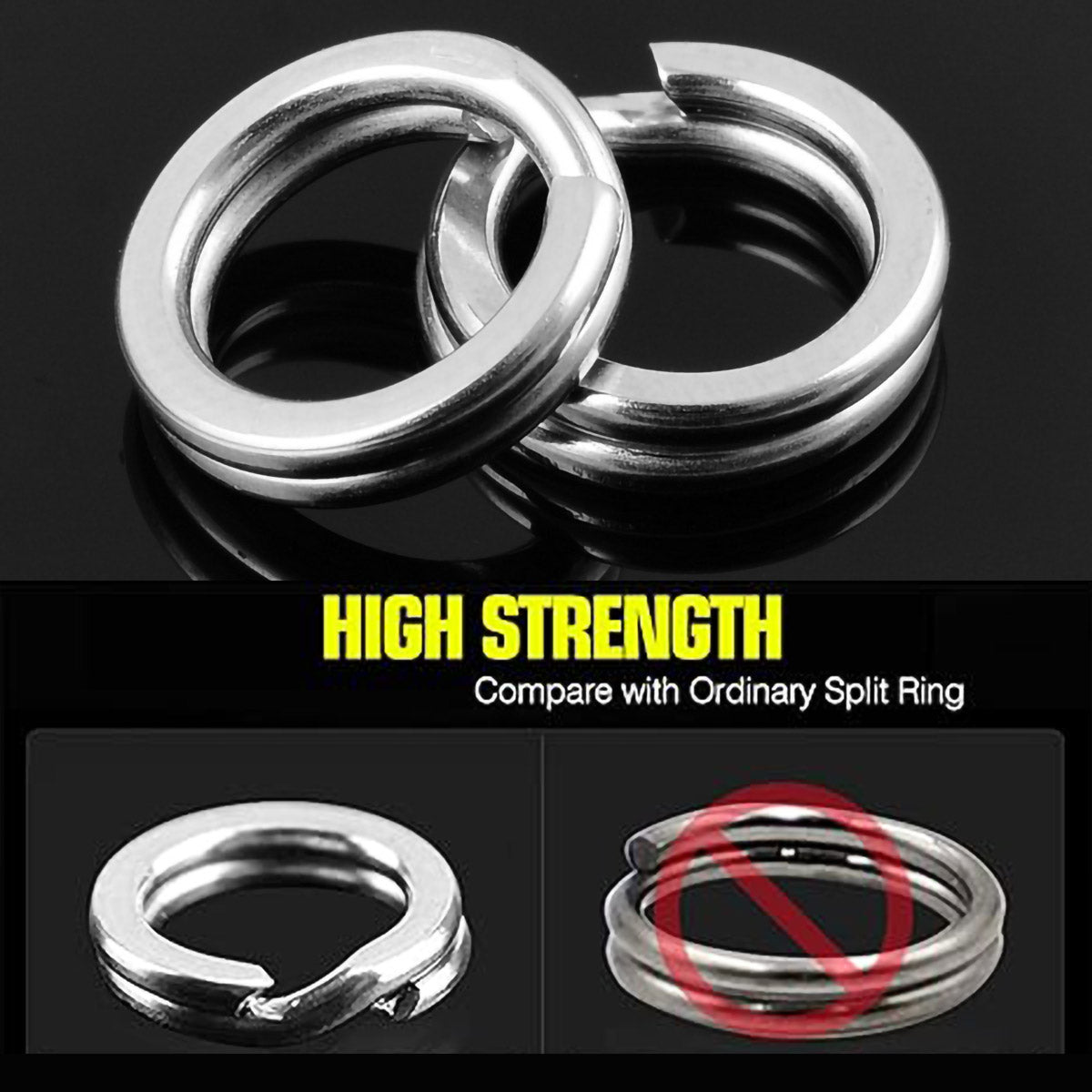 Split Rings Fishing Accessories 100Pcs Stainless Steel Saltwater Treble Hooks Terminal Tackle Connector