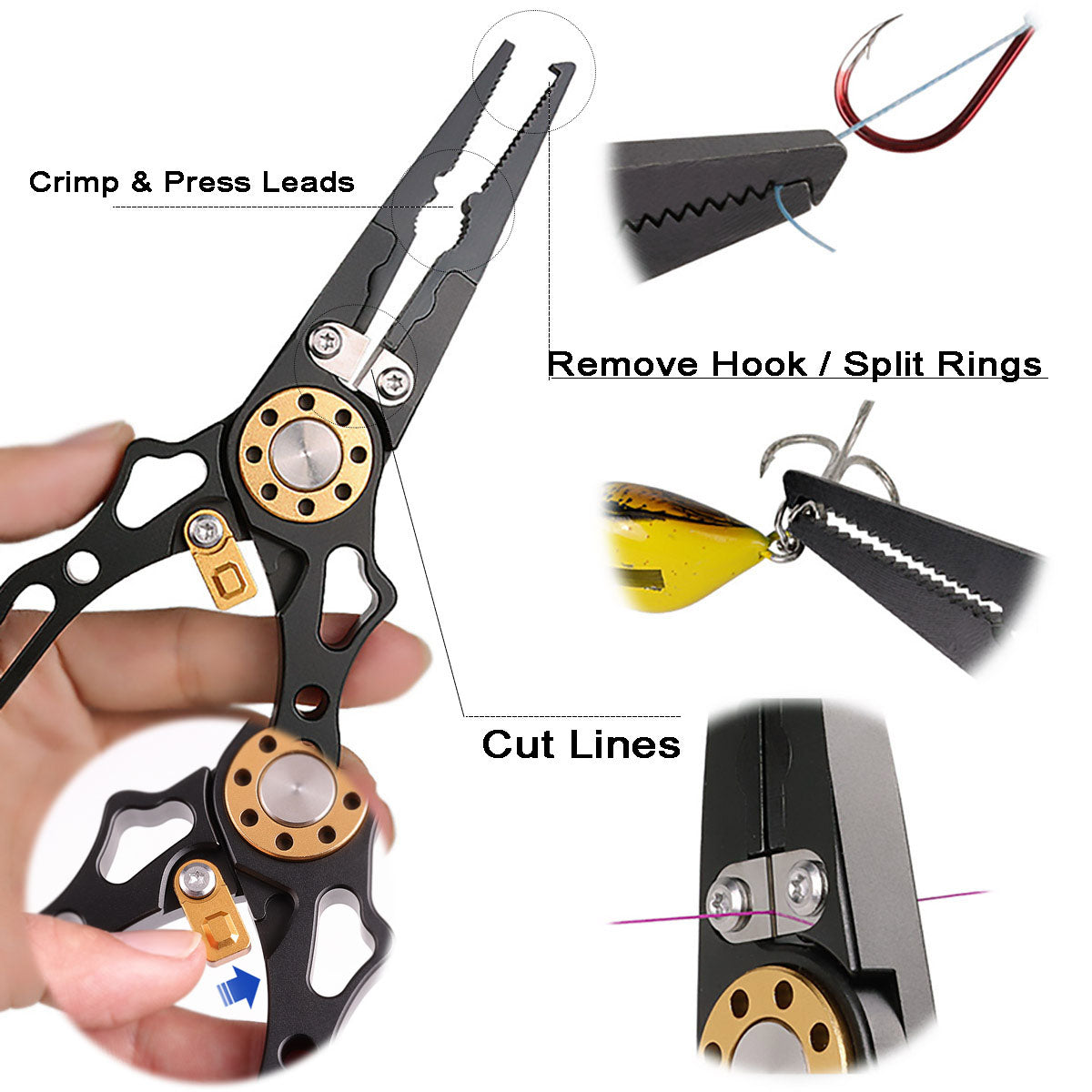 Fishing Pliers Fish Lip Gripper Multi-Function Fishing Pliers Set Saltwater Resistant