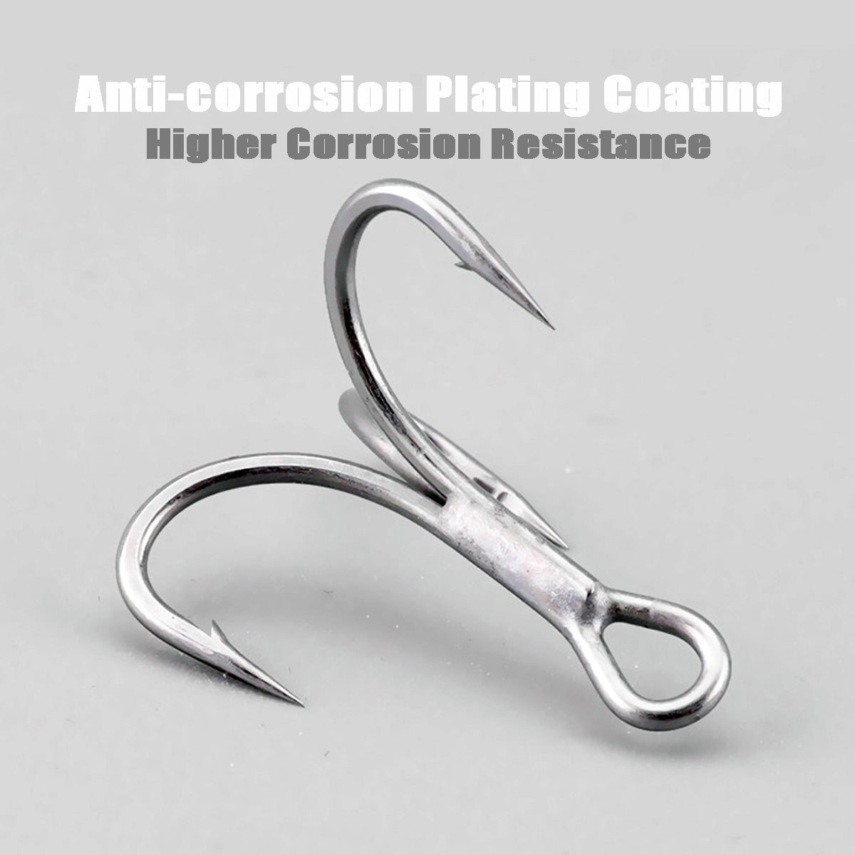 50pcs Fishing Treble Hooks with 50pcs Split Rings Set 4-14# 6sizes High Carbon Steel Hooks 3X Strong Sharp Round Bend