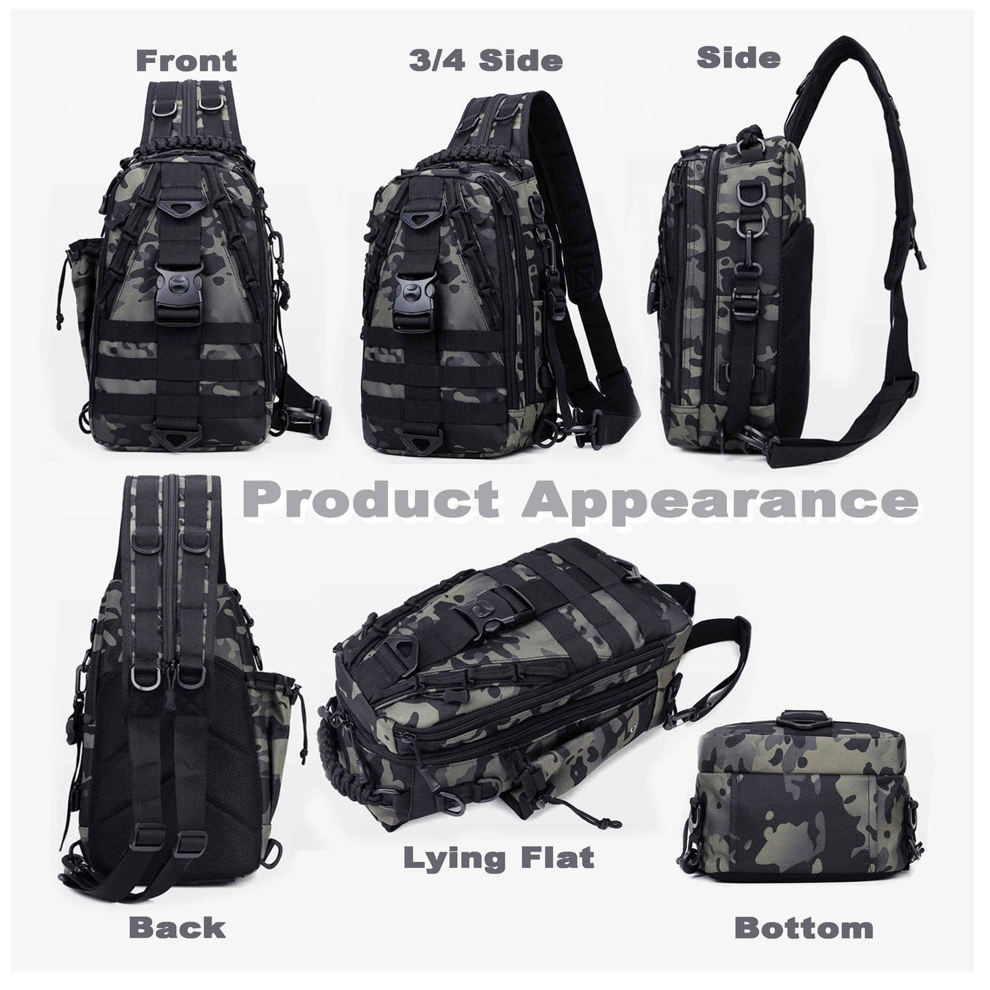 Fishing Backpack with Rod Holder Large Capacity 17" Lightweight Waterproof