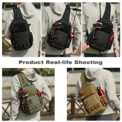 Fishing Backpack with Rod & Gear Holder Small 13.4*5.9*7.87" Lightweight Water-Resistant