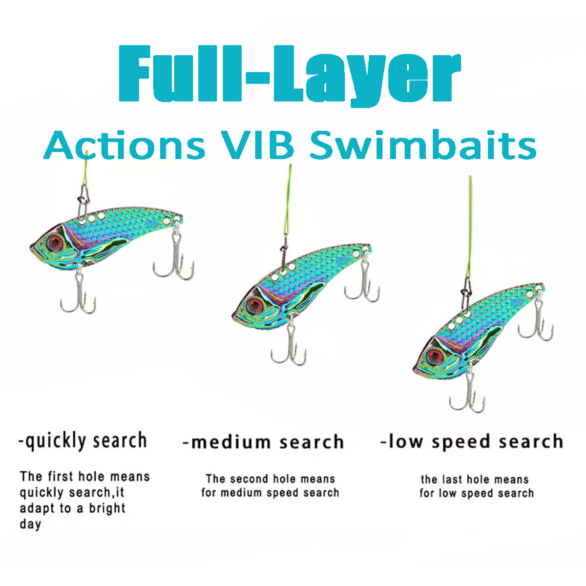 5pcs Fishing Metal VIB Hard Baits 1.02"-2.36" 0.1-0.7oz 6 Sizes Spoons Crankbaits for Bass Trout Walleye