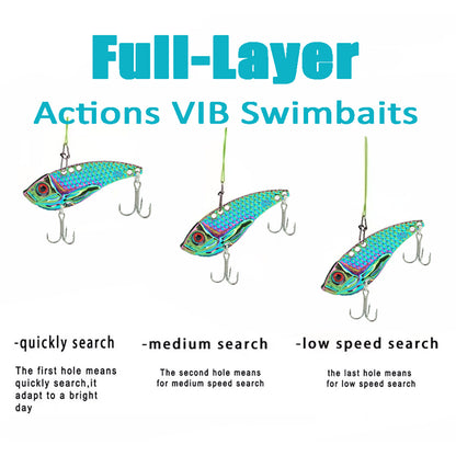 5pcs Fishing Metal VIB Hard Baits 1.02"-2.36" 0.1-0.7oz 6 Sizes Spoons Crankbaits for Bass Trout Walleye