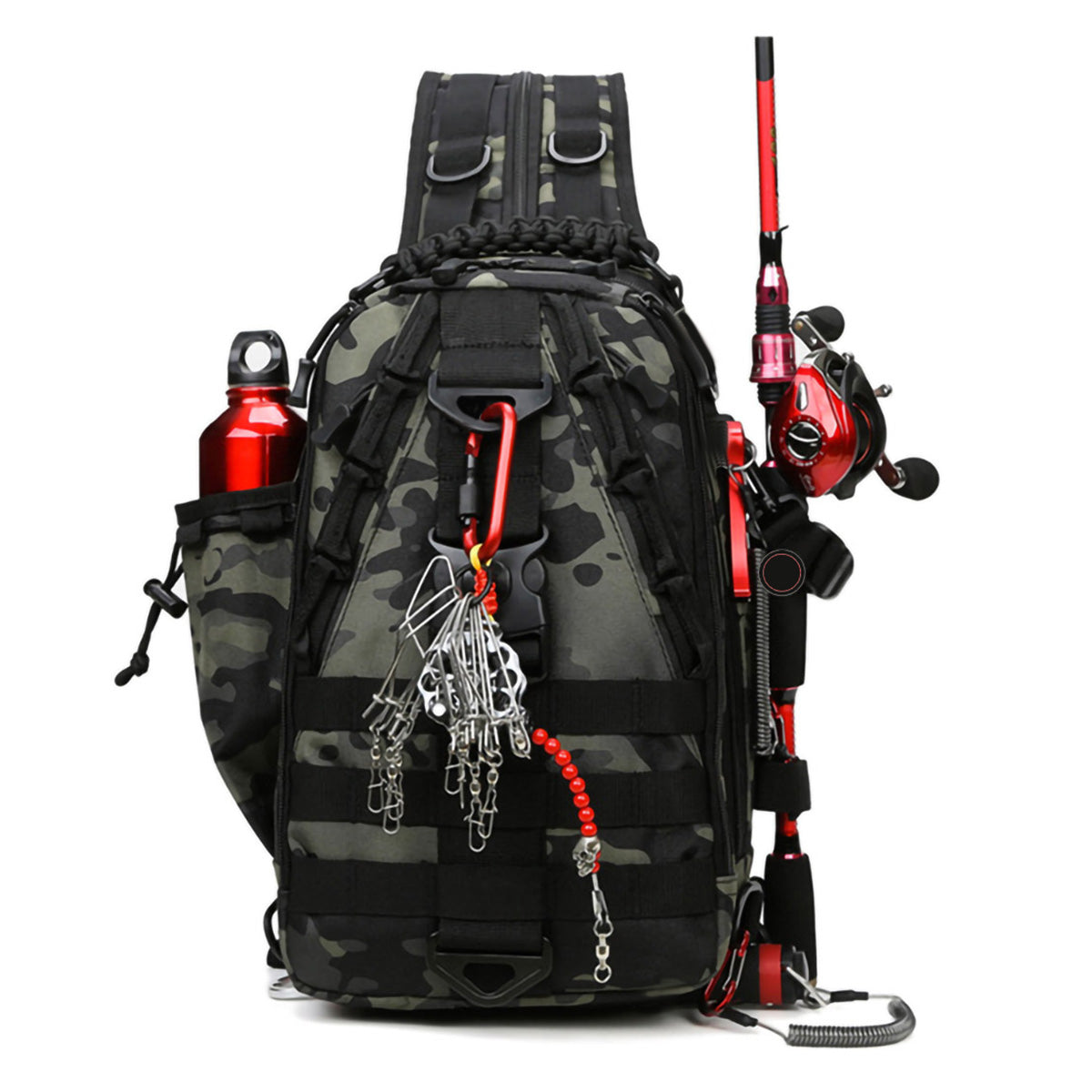 Fishing Backpack with Rod Holder Large Capacity 17" Lightweight Waterproof