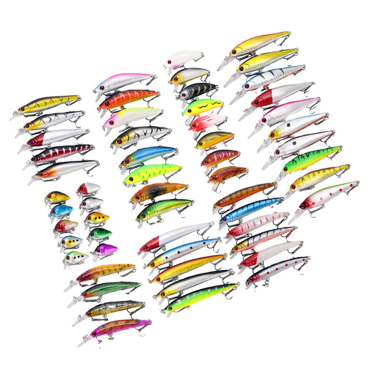 56pcs Fishing Lures Kit Minnow Popper Mixed Including for Saltwater Freshwater Trout Bass Salmon