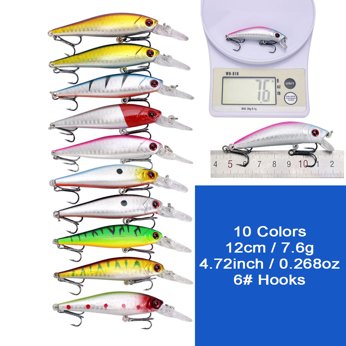 56pcs Fishing Lures Kit Minnow Popper Mixed Including for Saltwater Freshwater Trout Bass Salmon