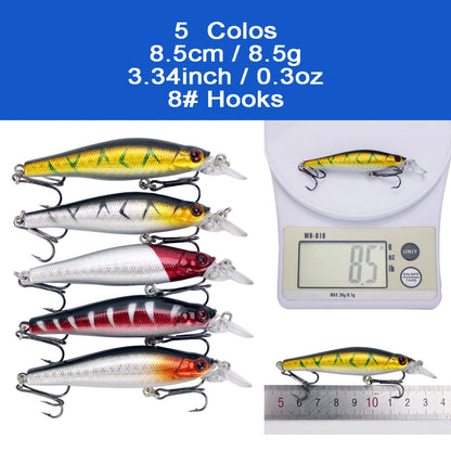 56pcs Fishing Lures Kit Minnow Popper Mixed Including for Saltwater Freshwater Trout Bass Salmon