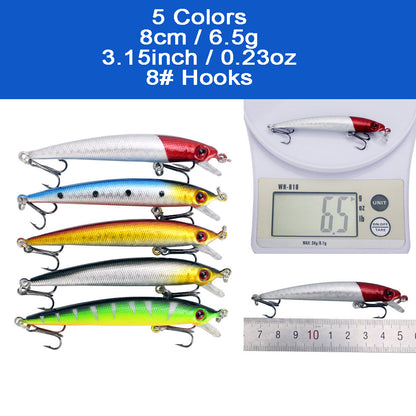 56pcs Fishing Lures Kit Minnow Popper Mixed Including for Saltwater Freshwater Trout Bass Salmon