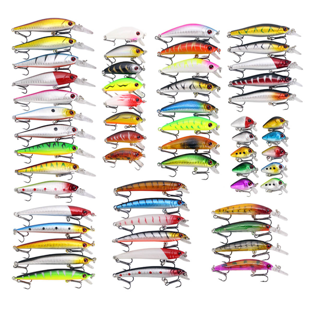 56pcs Fishing Lures Kit Minnow Popper Mixed Including for Saltwater Freshwater Trout Bass Salmon