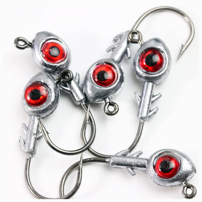 20pcs Realistic 3D Eyes Fishing Jig Head Hooks Soft Fishing Lures 1/2oz 3/8oz 1/4oz 3/16oz