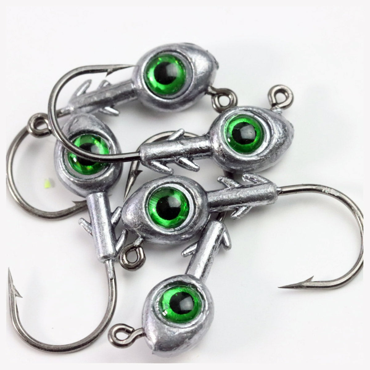 20pcs Realistic 3D Eyes Fishing Jig Head Hooks Soft Fishing Lures 1/2oz 3/8oz 1/4oz 3/16oz