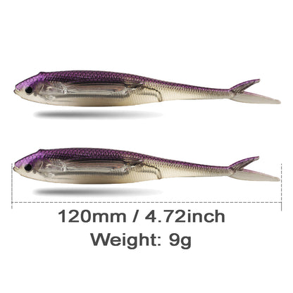 2pcs Plastic Soft Fishing Lure Lifelike Forked Tail Minnow 4.72" 0.31oz for Saltwater and Freshwater Bass Crappie Walleye or Trout Lures