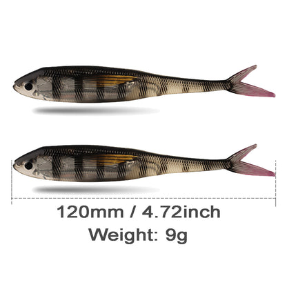 2pcs Plastic Soft Fishing Lure Lifelike Forked Tail Minnow 4.72" 0.31oz for Saltwater and Freshwater Bass Crappie Walleye or Trout Lures