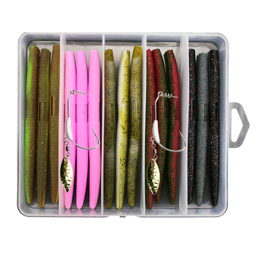 17pcs 5.3" Wacky Worms Soft Plastic Worm Stick Baits Set for Bass