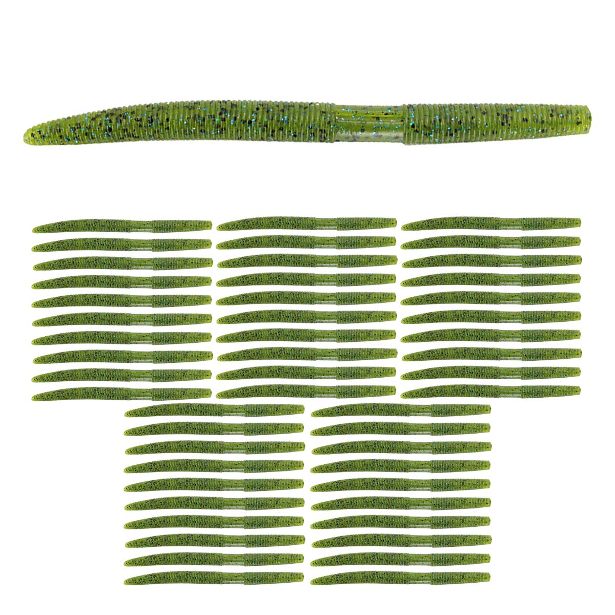 Soft Plastic Worm Stick Baits for Bass 5.3" 8 Colors 20/50pcs Set