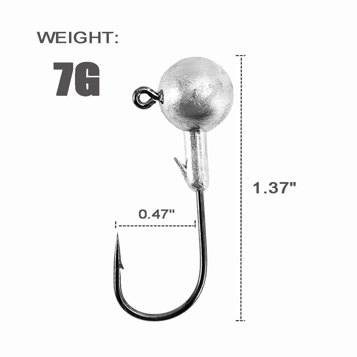 Jig Head Hooks High-carbon Steel 1-20g 9sizes 50/30/20pcs Set for Fishing Trout Bass Crappie