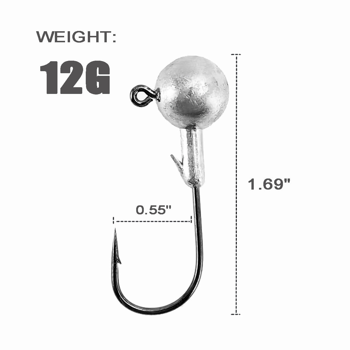 Jig Head Hooks High-carbon Steel 1-20g 9sizes 50/30/20pcs Set for Fishing Trout Bass Crappie