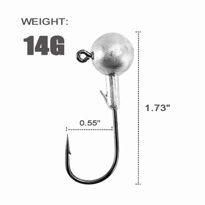 Jig Head Hooks High-carbon Steel 1-20g 9sizes 50/30/20pcs Set for Fishing Trout Bass Crappie