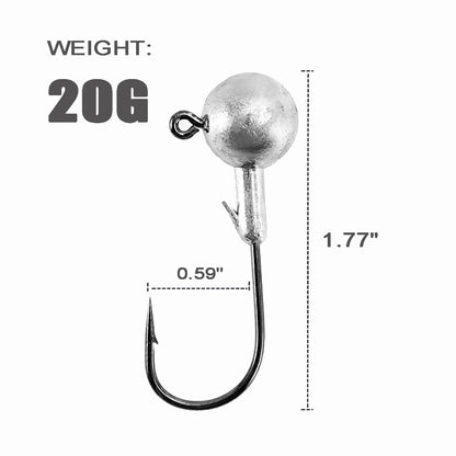 Jig Head Hooks High-carbon Steel 1-20g 9sizes 50/30/20pcs Set for Fishing Trout Bass Crappie