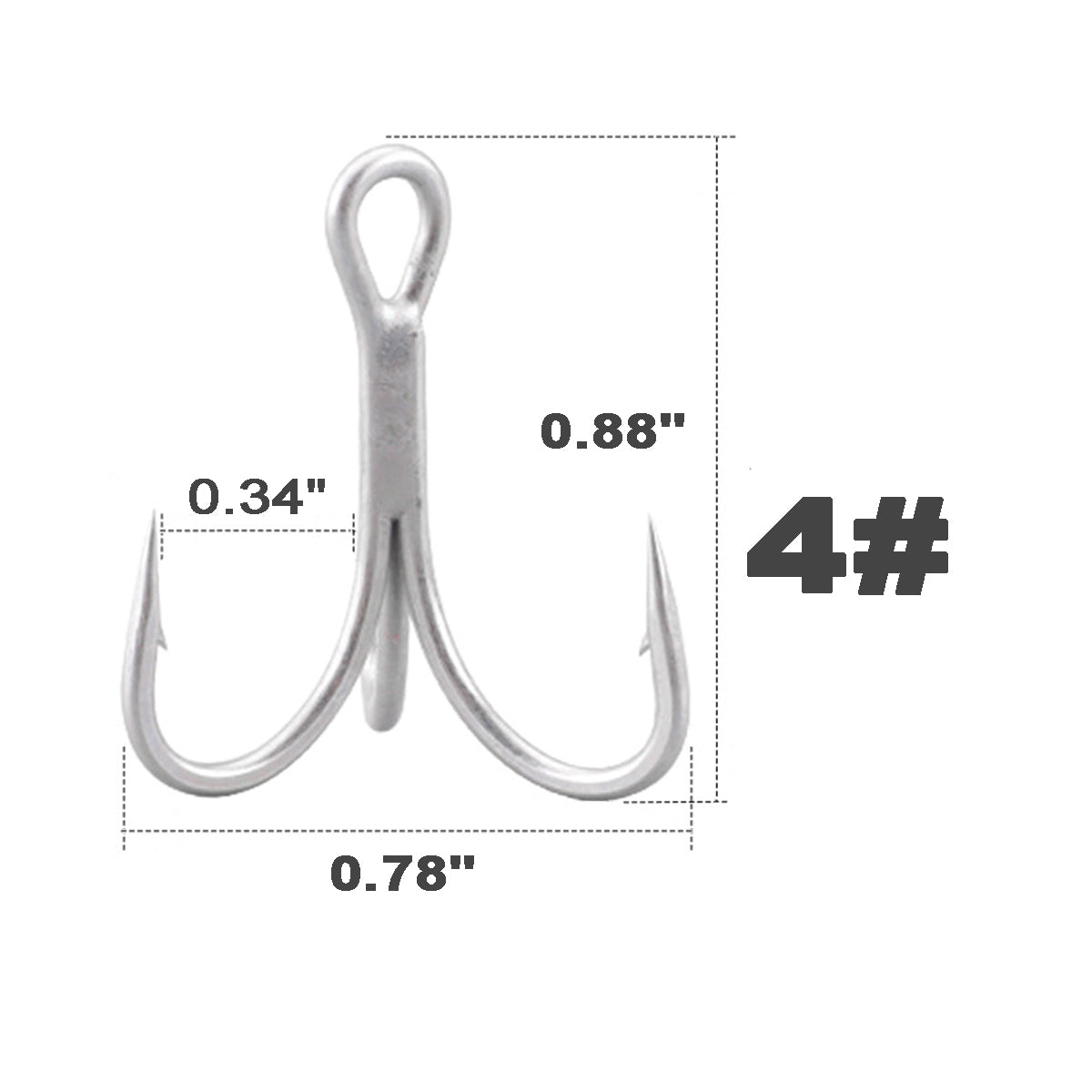 50pcs Fishing Treble Hooks with 50pcs Split Rings Set 4-14# 6sizes High Carbon Steel Hooks 3X Strong Sharp Round Bend