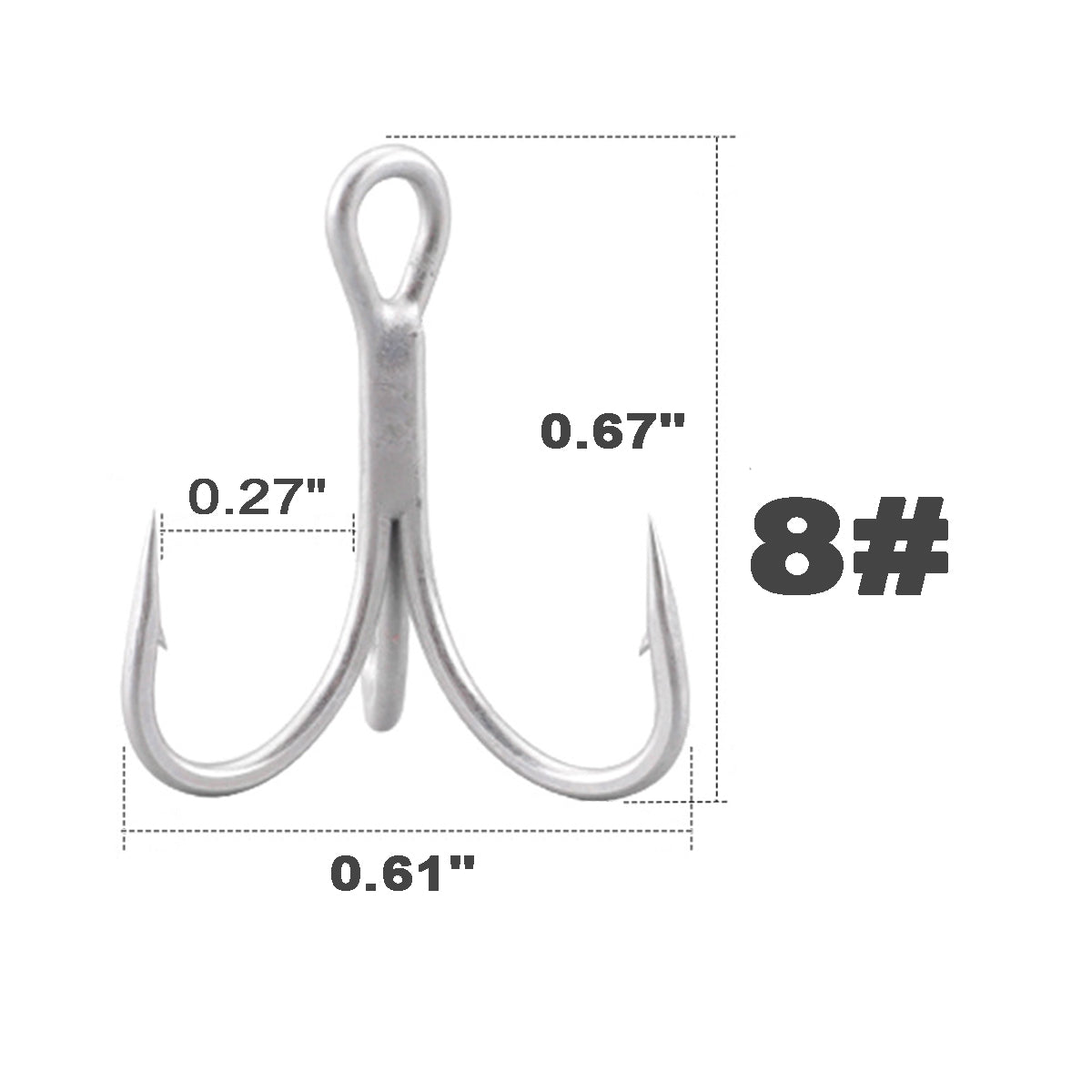 50pcs Fishing Treble Hooks with 50pcs Split Rings Set 4-14# 6sizes High Carbon Steel Hooks 3X Strong Sharp Round Bend