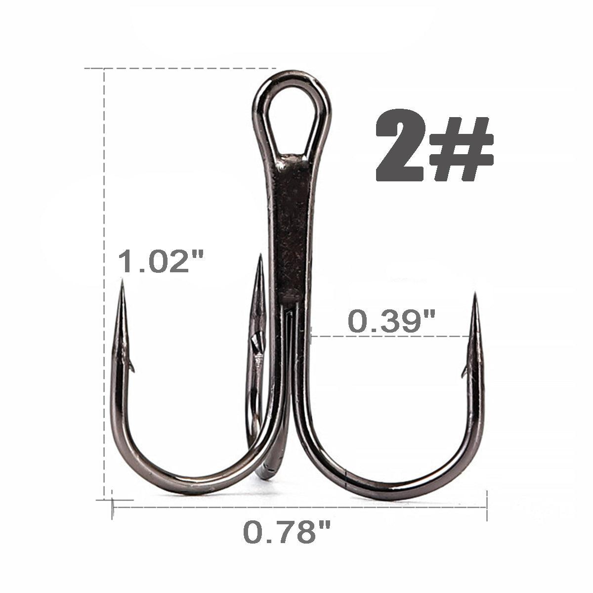 100pcs Fishing Treble Hooks Set 12sizes High Carbon Steel Hooks Round Bend