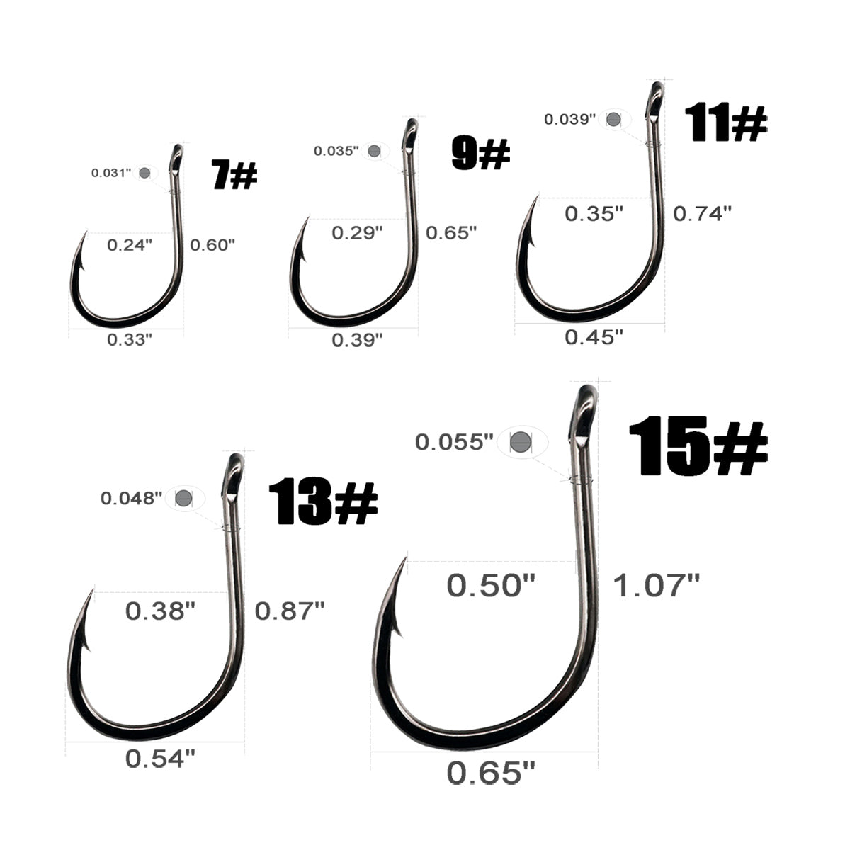 Fishing Circle Hooks High Carbon Steel Strong Sharp 13 Sizes 200Pcs/500Pcs Set For Medium or Large-sized Saltwater Freshwater Fish