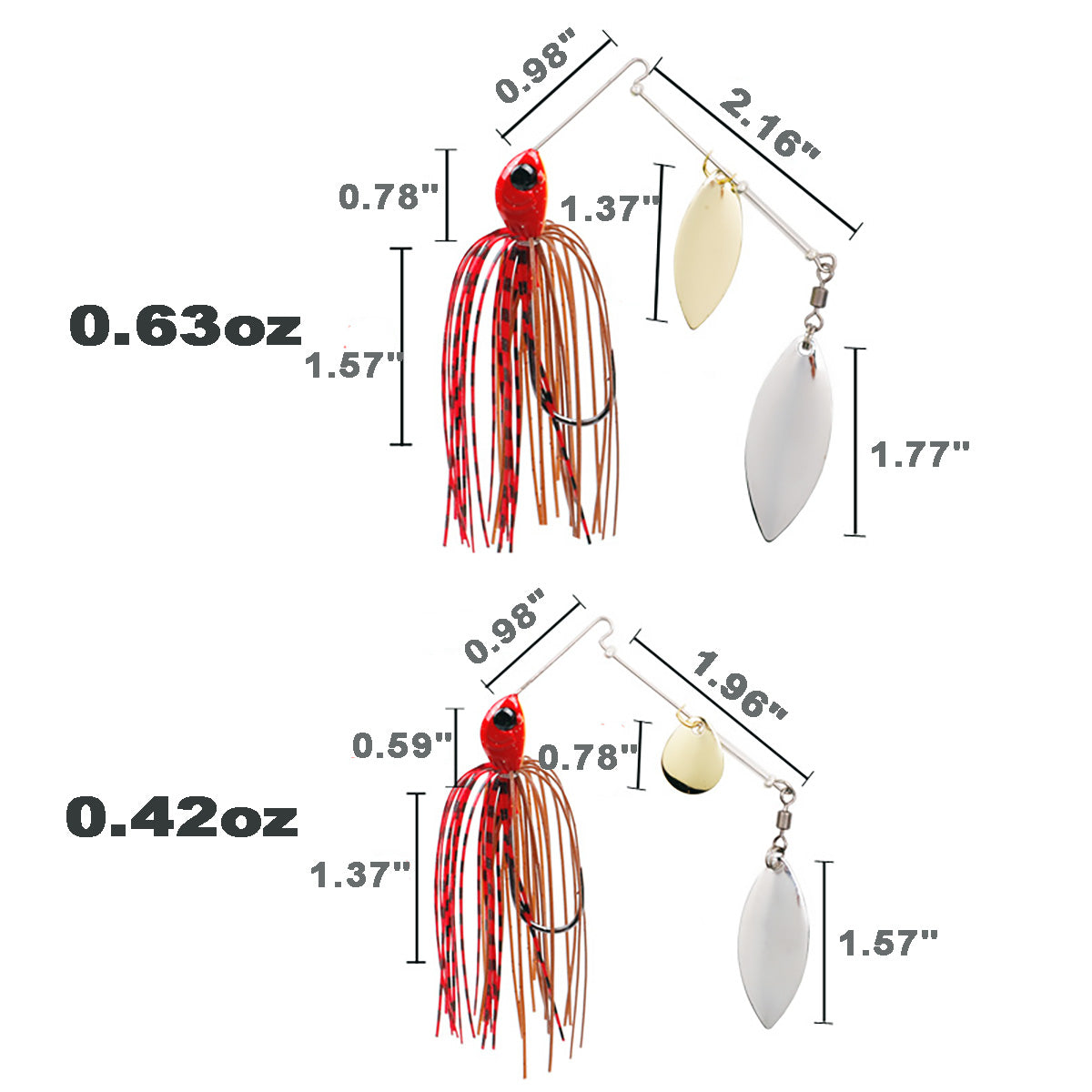 Fishing Lure Hard Metal Jig Spinnerbait Kits for Bass Trout Pike Salmon Walleye Freshwater Saltwater 5pcs/Pack