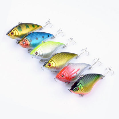 6pcs Fishing Hard Bait Minnow VIB Sinking Lure 2.75" 0.56oz with 6# Treble Hook Life-Like Swimbait for Bass Trout Walleye Redfish