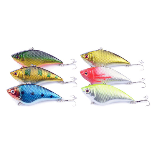 6pcs Fishing Hard Bait Minnow VIB Sinking Lure 2.75" 0.56oz with 6# Treble Hook Life-Like Swimbait for Bass Trout Walleye Redfish