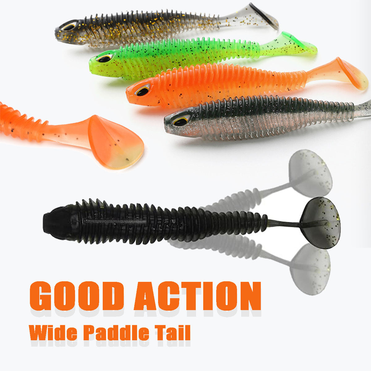 Soft Paddle Tail Swim Baits with eyes 3.15/4.33" 4.5/9.5g 20/15pcs Set 8 Colors for Bass Fishing