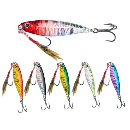 6pcs Fishing Jigging Lures Spoons with Assist Hook and Treble Hook 2.04/2.16/2.24/2.5" 0.35-1.0oz