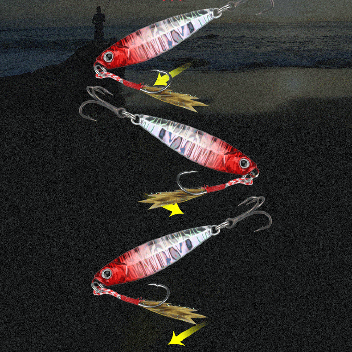 6pcs Fishing Jigging Lures Spoons with Assist Hook and Treble Hook 2.04/2.16/2.24/2.5" 0.35-1.0oz