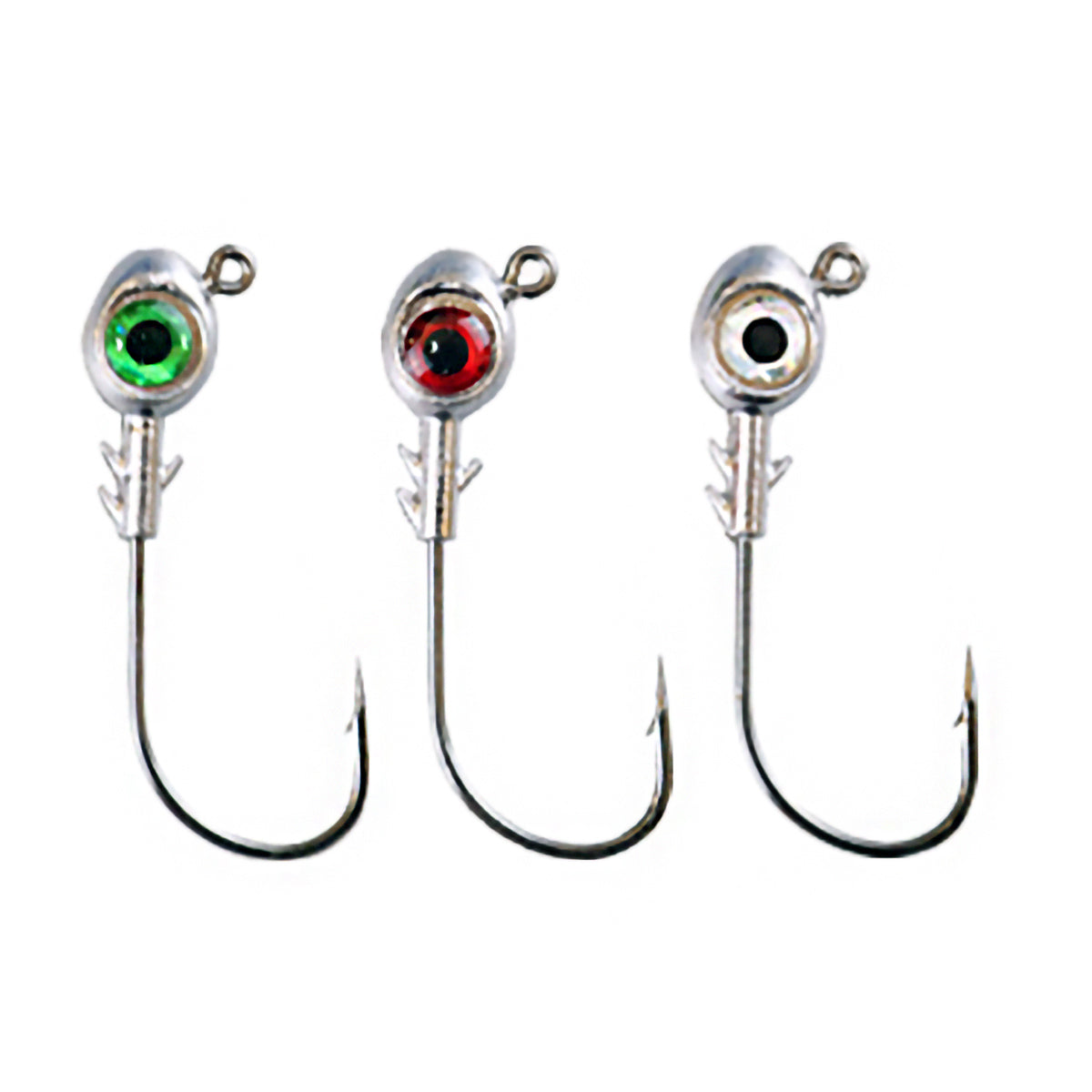 20pcs Realistic 3D Eyes Fishing Jig Head Hooks Soft Fishing Lures 1/2oz 3/8oz 1/4oz 3/16oz