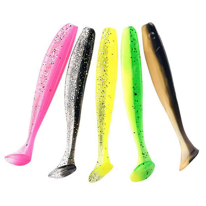 50/100pcs Soft Fishing Lures Plastic Paddle Tail Swim Baits Jig Head Kit 5 Mixed Colors 2.16"/2.48" for Bass Trout Walleye