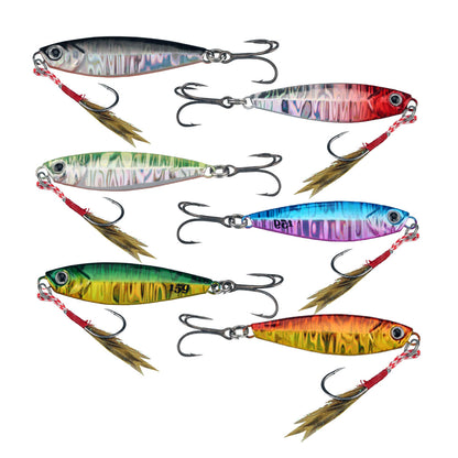 6pcs Fishing Jigging Lures Spoons with Assist Hook and Treble Hook 2.04/2.16/2.24/2.5" 0.35-1.0oz