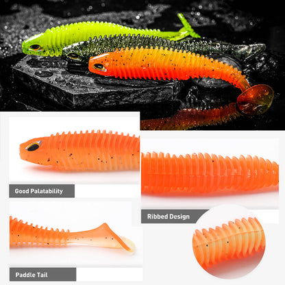 Soft Paddle Tail Swim Baits with eyes 3.15/4.33" 4.5/9.5g 20/15pcs Set 8 Colors for Bass Fishing