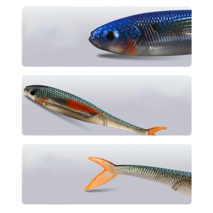 2pcs Plastic Soft Fishing Lure Lifelike Forked Tail Minnow 4.72" 0.31oz for Saltwater and Freshwater Bass Crappie Walleye or Trout Lures