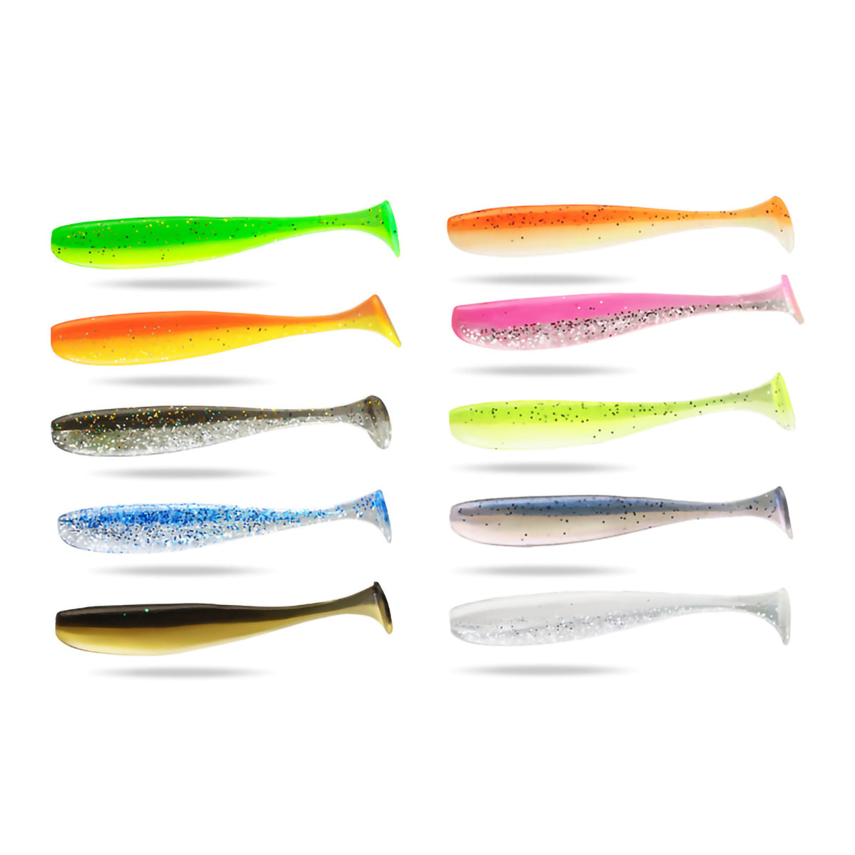 Soft Fishing Lures Plastic Paddle Tail Swim Baits Kit 2.16"/2.75"/3.54"/4.72" for Bass Trout Walleye 10 Mixed Colors