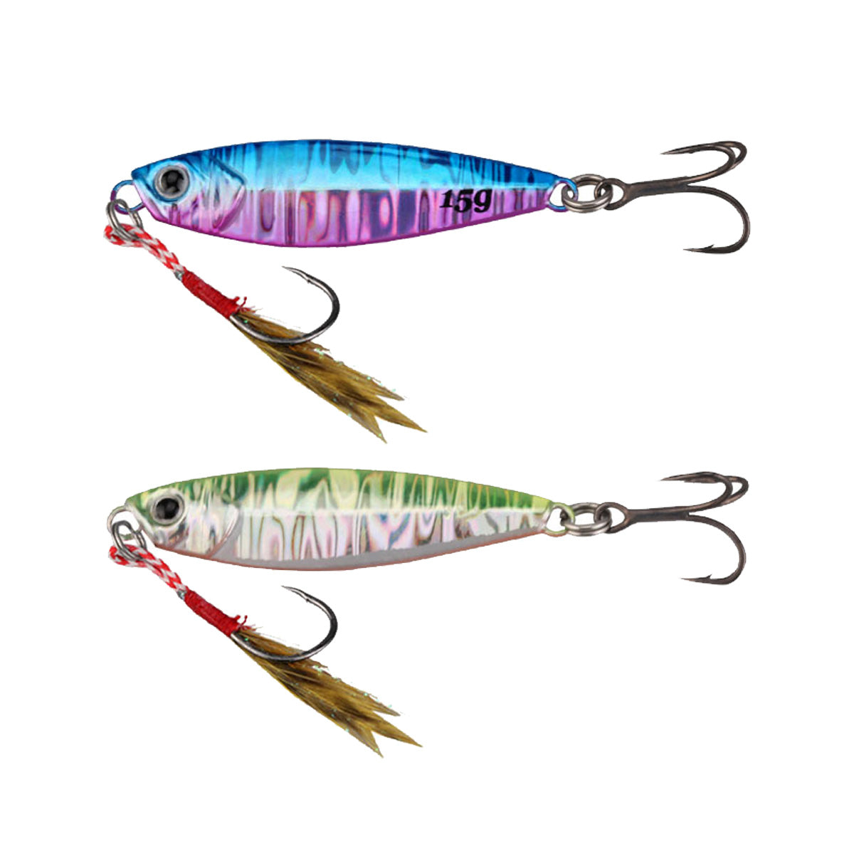 6pcs Fishing Jigging Lures Spoons with Assist Hook and Treble Hook 2.04/2.16/2.24/2.5" 0.35-1.0oz